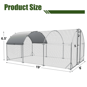 Large Metal Chicken Coop Upgrade Three Support Steel Wire Impregnated Plastic Net Cage, Oxford Cloth Silver Plated Waterproof UV Protection, Duck Rabb