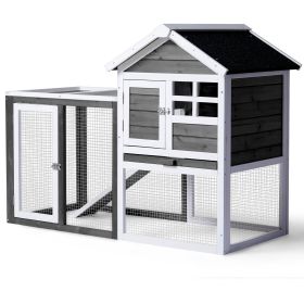 Wooden Rabbit House Outdoor Chicken House Indoor Rabbit Cage With Running, Guinea Pig House Pet House With Pull Out On Tray