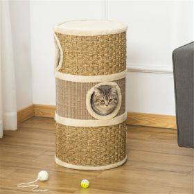 Wooden Cat House, Cat Tree, Cat Climbing Tower (Option: Khaki and brown)